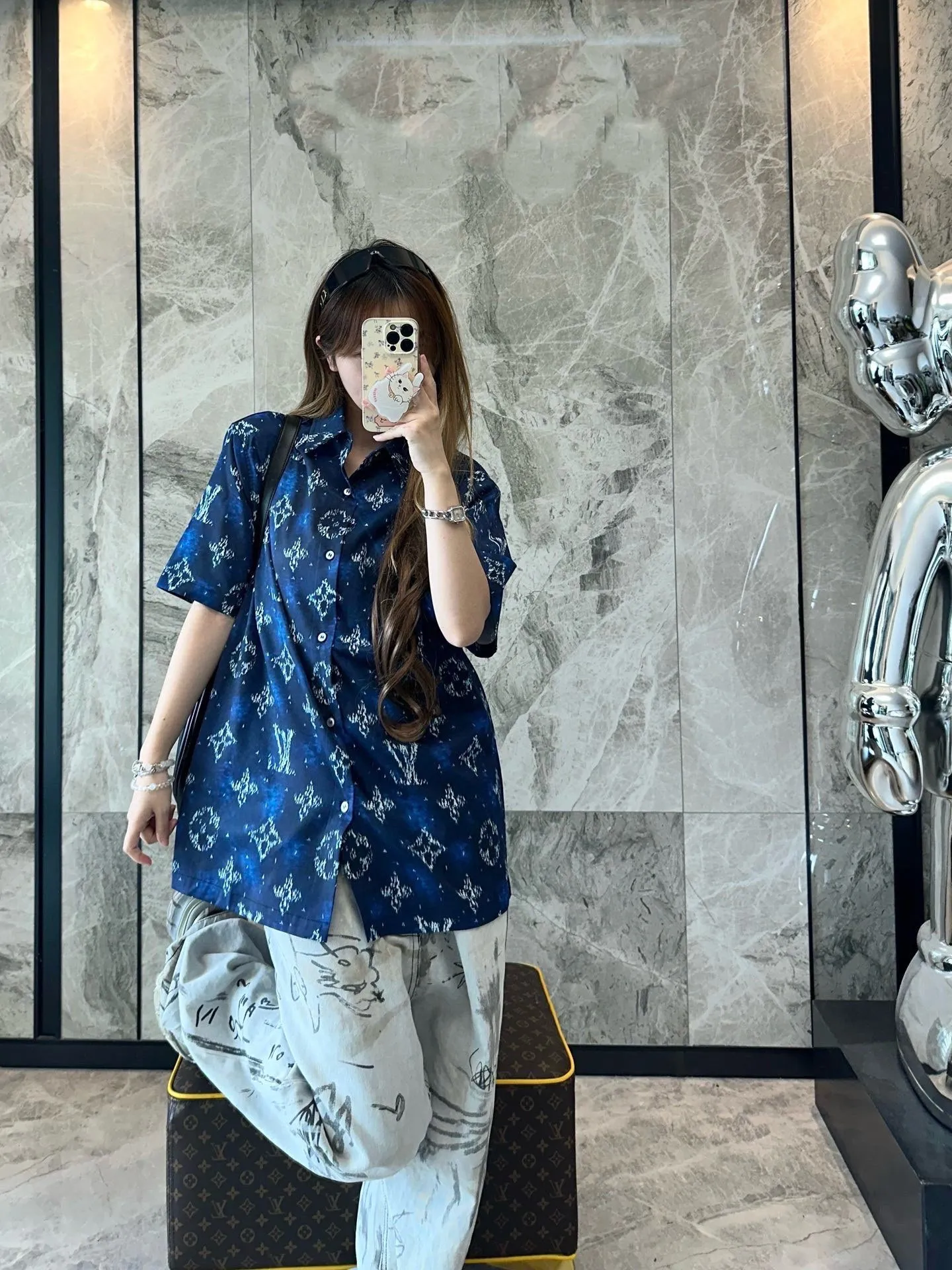 Louis Vuitton/Louis Vuitton 25ss old flower all-over print rendering suit short-sleeved shirt